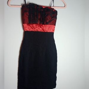 Chic Strapless Black and Red Dress